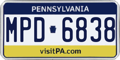 PA license plate MPD6838