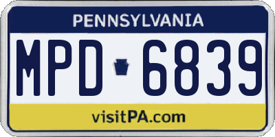 PA license plate MPD6839