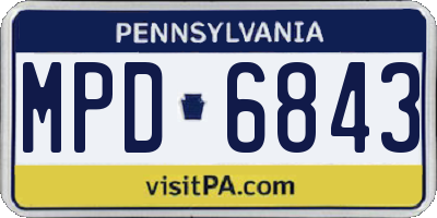 PA license plate MPD6843