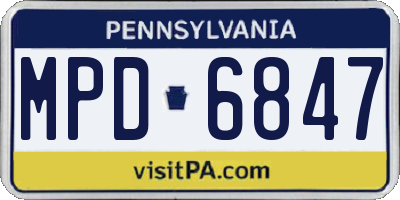 PA license plate MPD6847