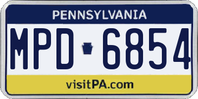 PA license plate MPD6854