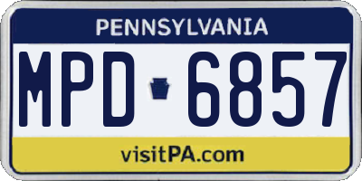 PA license plate MPD6857
