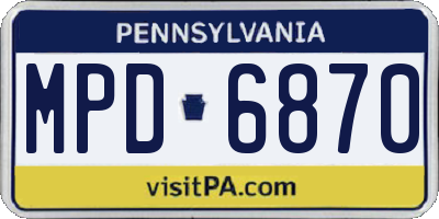 PA license plate MPD6870