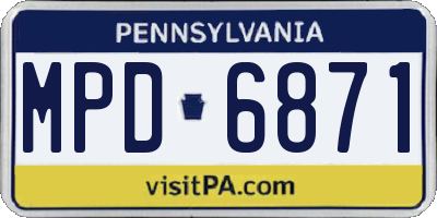 PA license plate MPD6871