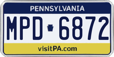 PA license plate MPD6872