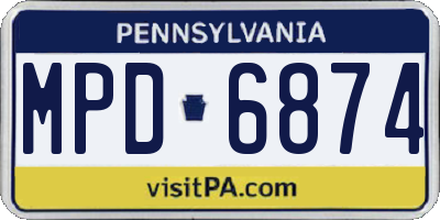 PA license plate MPD6874