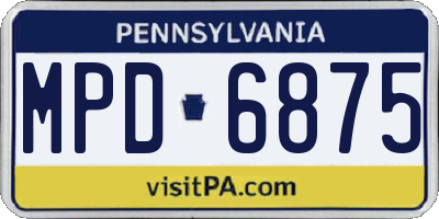 PA license plate MPD6875
