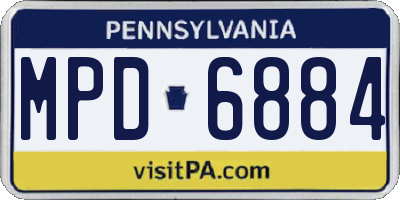 PA license plate MPD6884