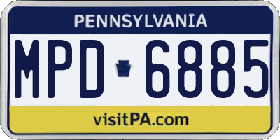 PA license plate MPD6885