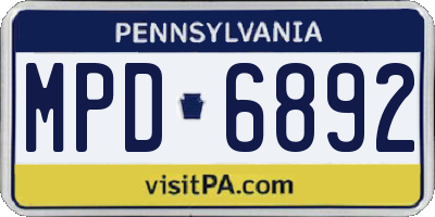 PA license plate MPD6892