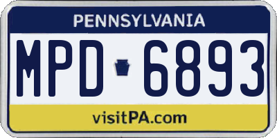 PA license plate MPD6893