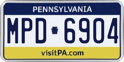PA license plate MPD6904