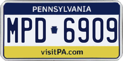 PA license plate MPD6909