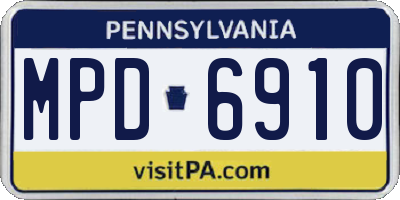 PA license plate MPD6910