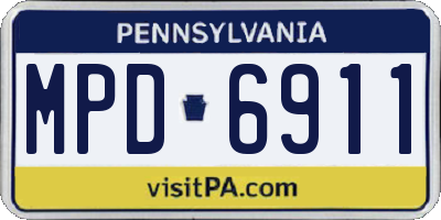 PA license plate MPD6911