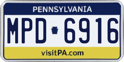 PA license plate MPD6916