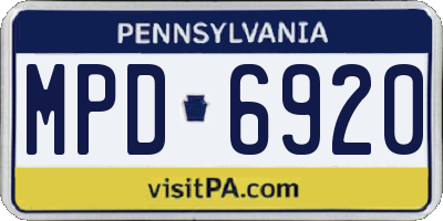PA license plate MPD6920