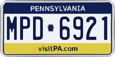 PA license plate MPD6921