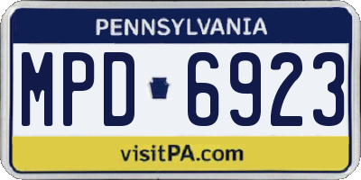 PA license plate MPD6923