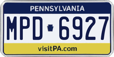 PA license plate MPD6927