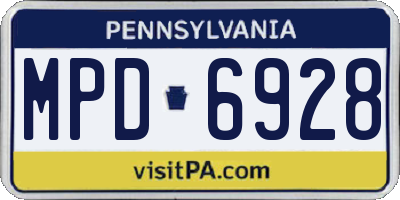 PA license plate MPD6928