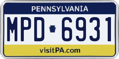 PA license plate MPD6931