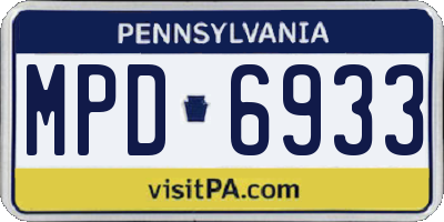 PA license plate MPD6933