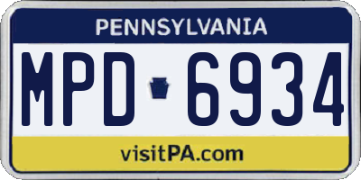 PA license plate MPD6934