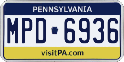 PA license plate MPD6936
