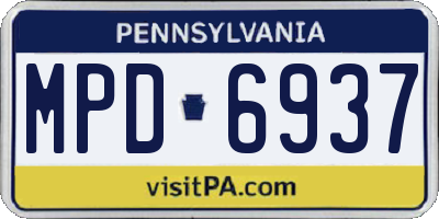 PA license plate MPD6937