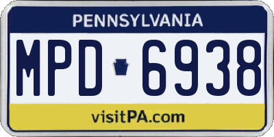 PA license plate MPD6938