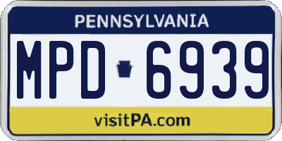PA license plate MPD6939