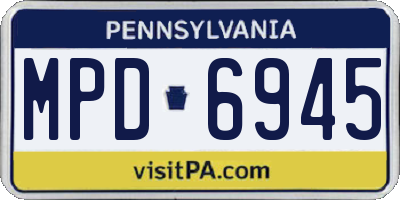 PA license plate MPD6945