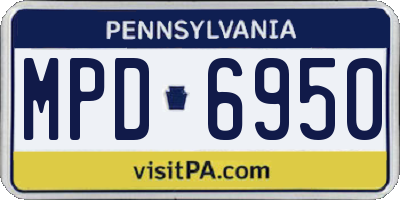 PA license plate MPD6950