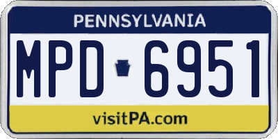 PA license plate MPD6951
