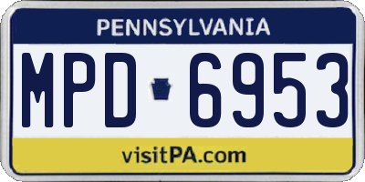 PA license plate MPD6953