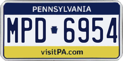PA license plate MPD6954