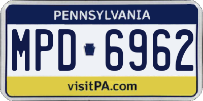 PA license plate MPD6962