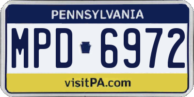 PA license plate MPD6972