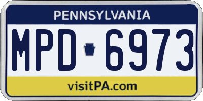 PA license plate MPD6973
