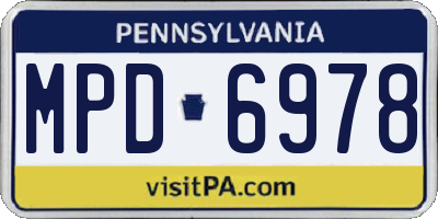 PA license plate MPD6978