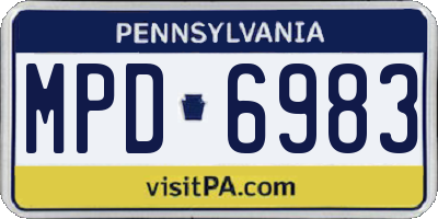 PA license plate MPD6983