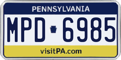 PA license plate MPD6985