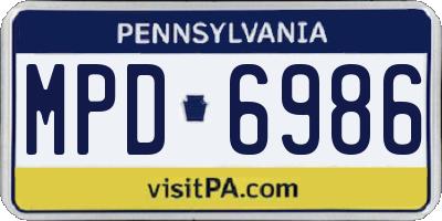 PA license plate MPD6986