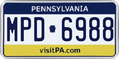 PA license plate MPD6988
