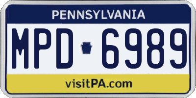 PA license plate MPD6989