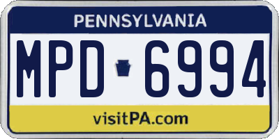 PA license plate MPD6994