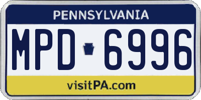 PA license plate MPD6996
