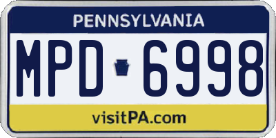 PA license plate MPD6998