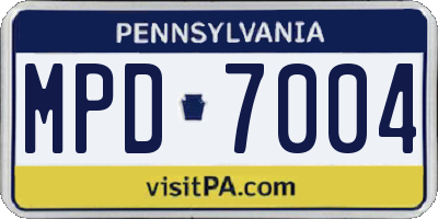 PA license plate MPD7004